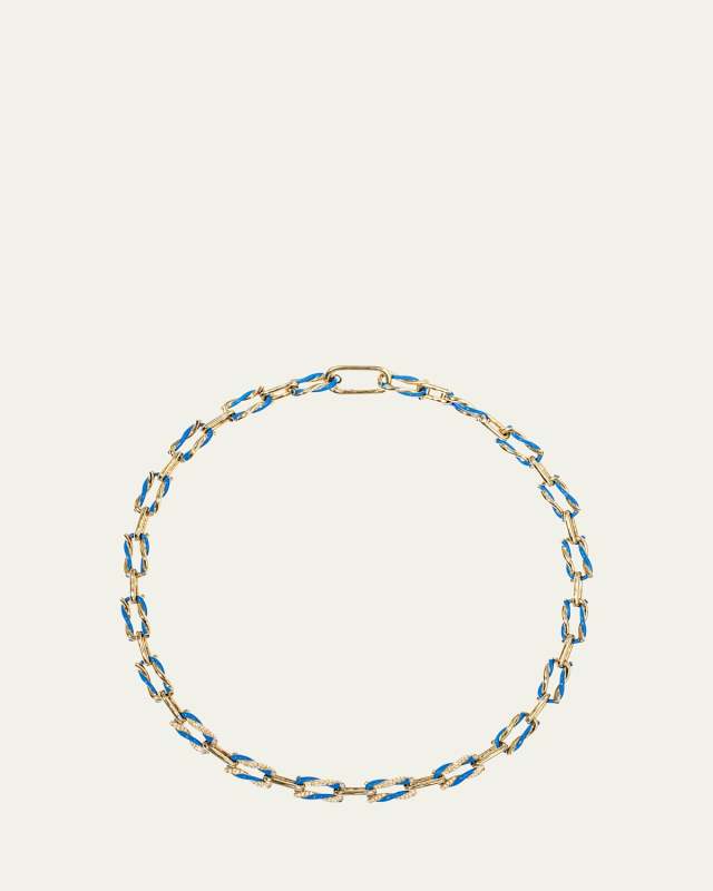 Dark Blue Five Diamond Fruit Hoops Necklace, 16"